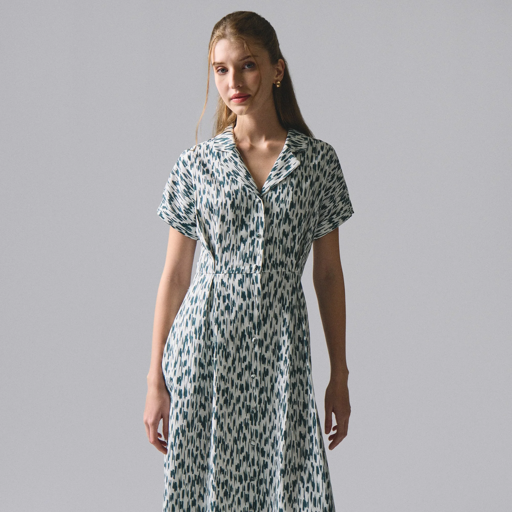 Printed Button Down Dress - Image 3