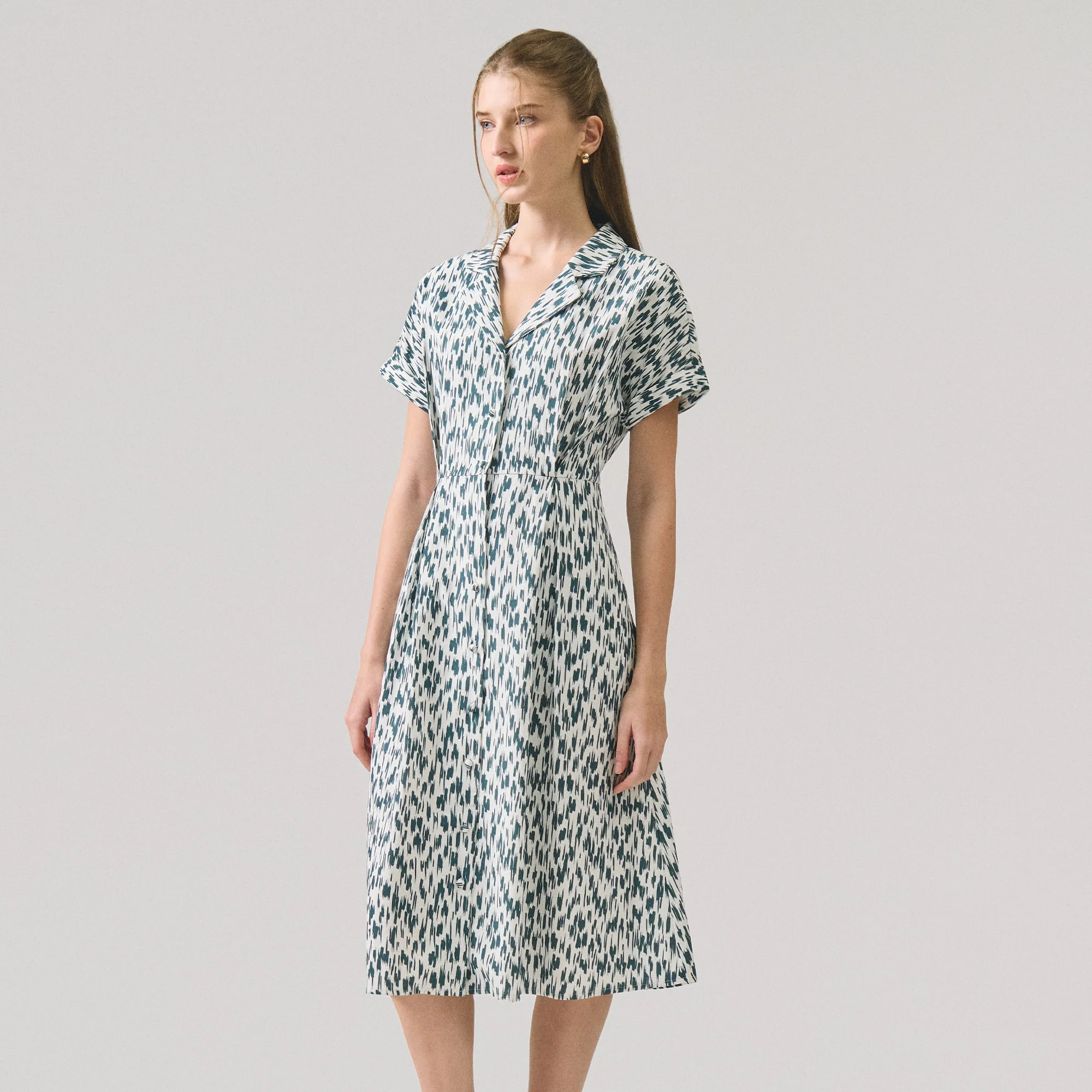 Printed Button Down Dress - Image 4