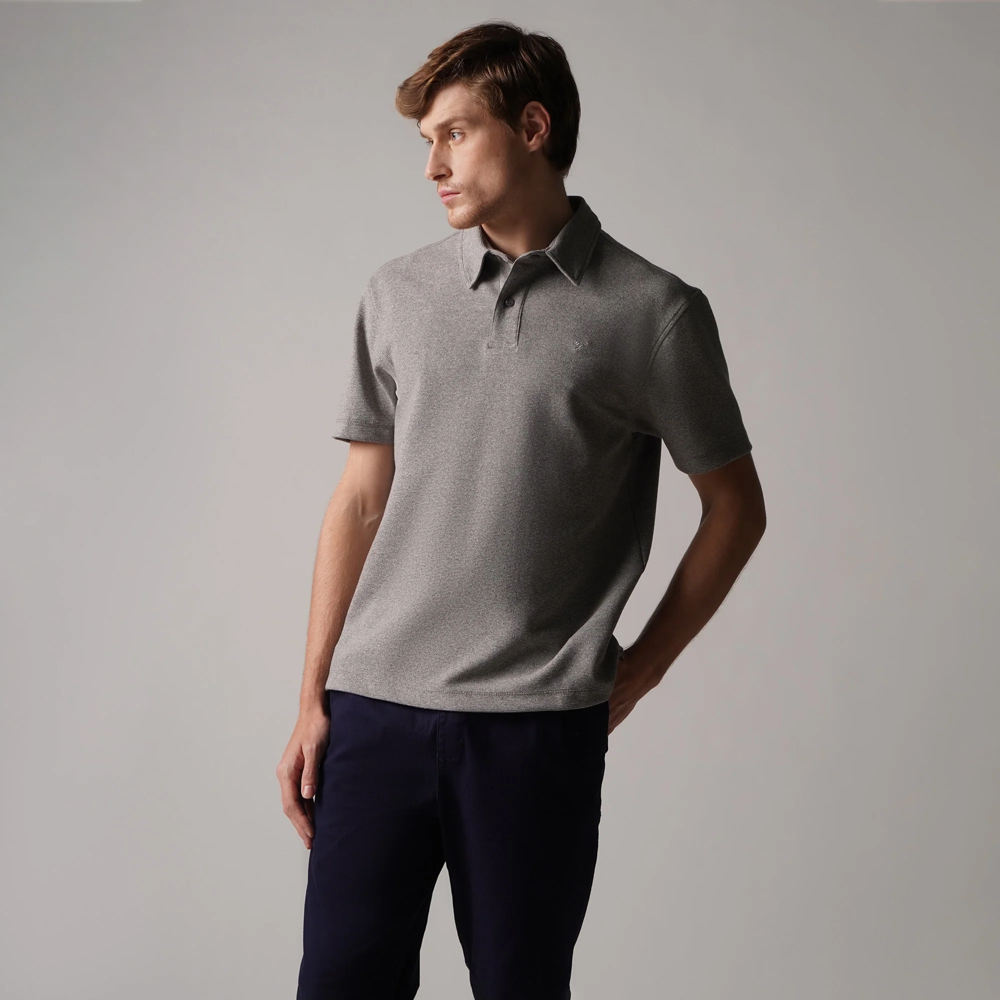 Regular Fit Polo Shirt In Textured Knit - Image 3