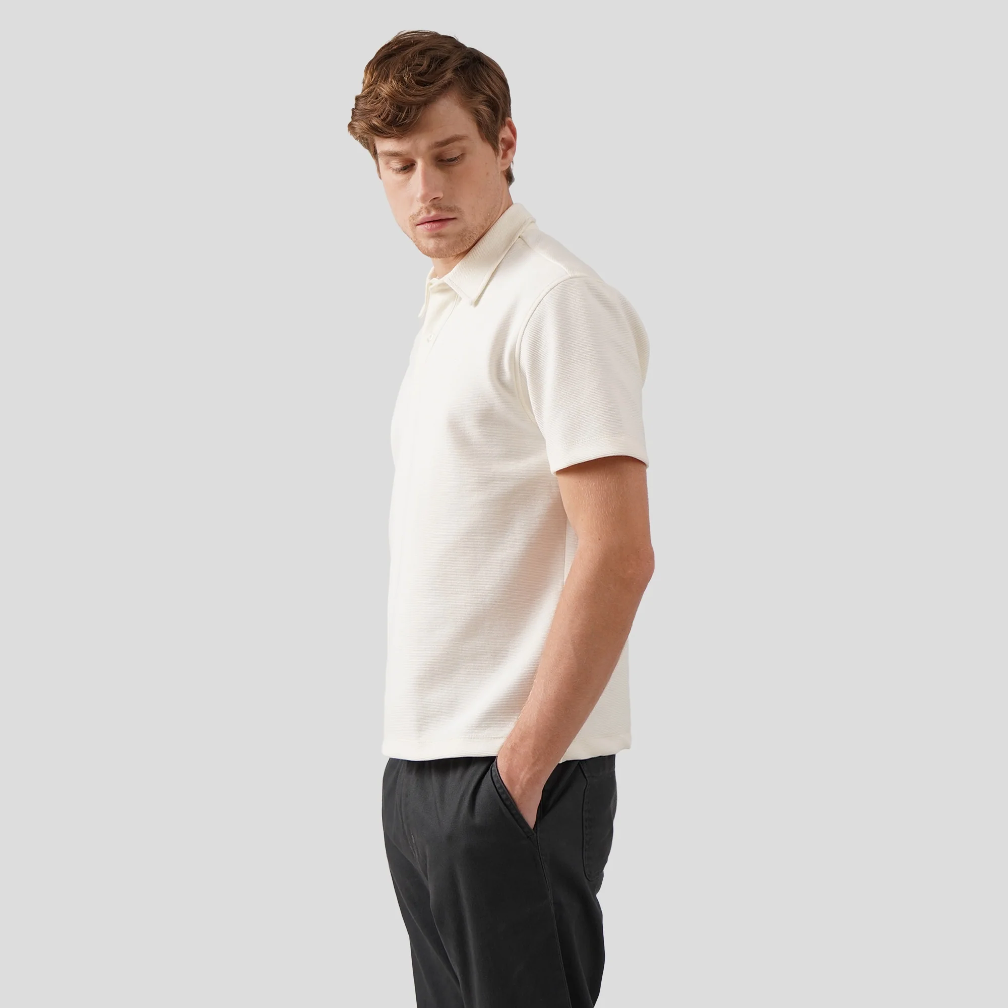 Regular Fit Polo Shirt In Textured Knit - Image 4