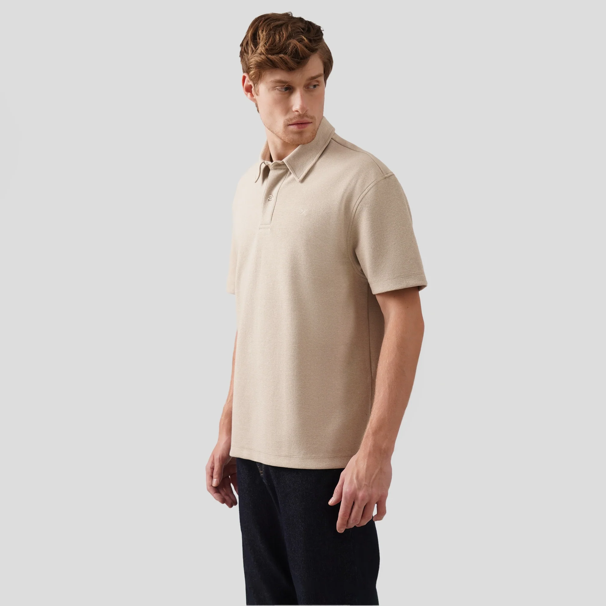 Regular Fit Polo Shirt In Textured Knit - Image 3
