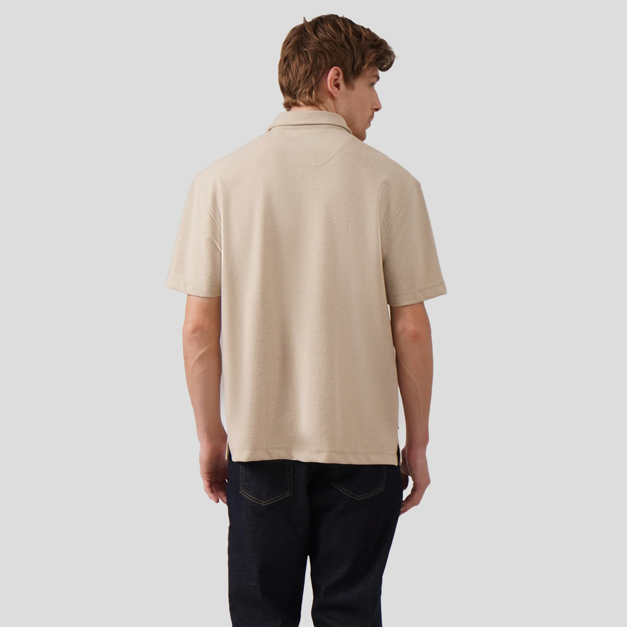 Regular Fit Polo Shirt In Textured Knit - Image 4