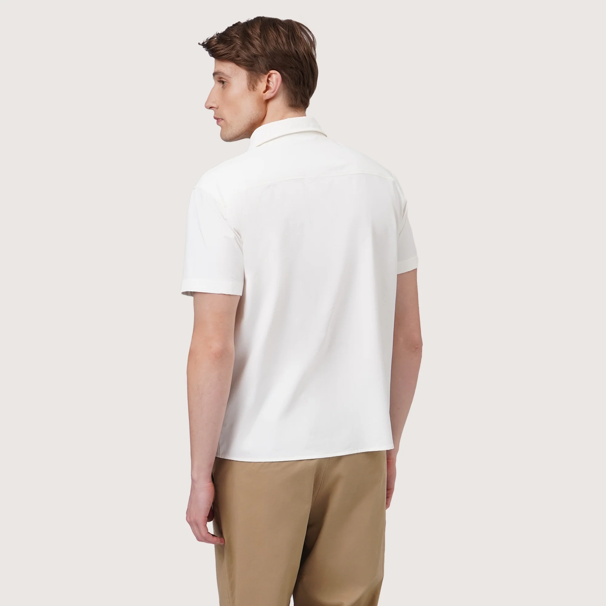 Regular Fit Short Sleeve Shirt In Stretch Woven Fabric - Image 3