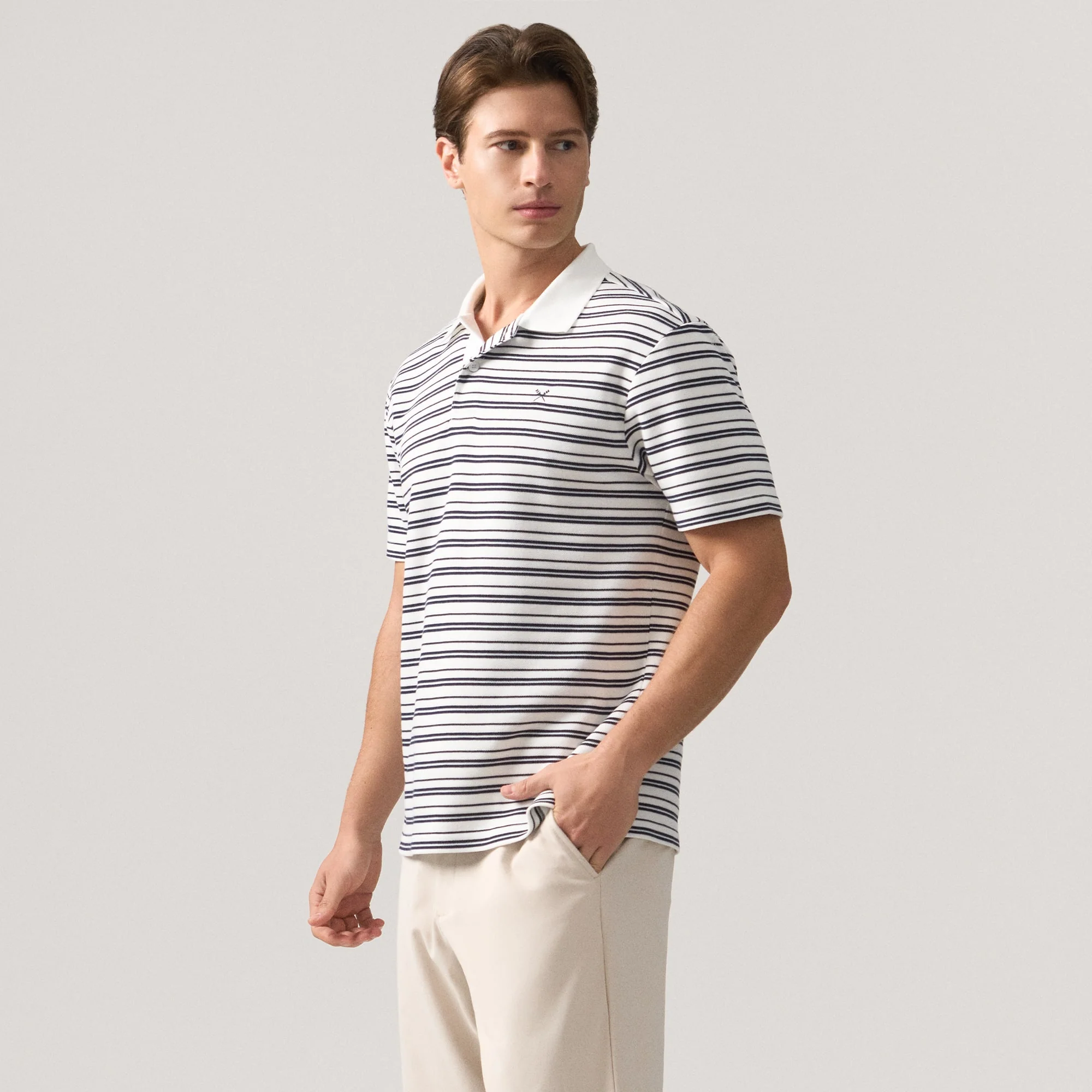 Regular Fit Striped Polo Shirt In Honeycomb Pique - Image 3