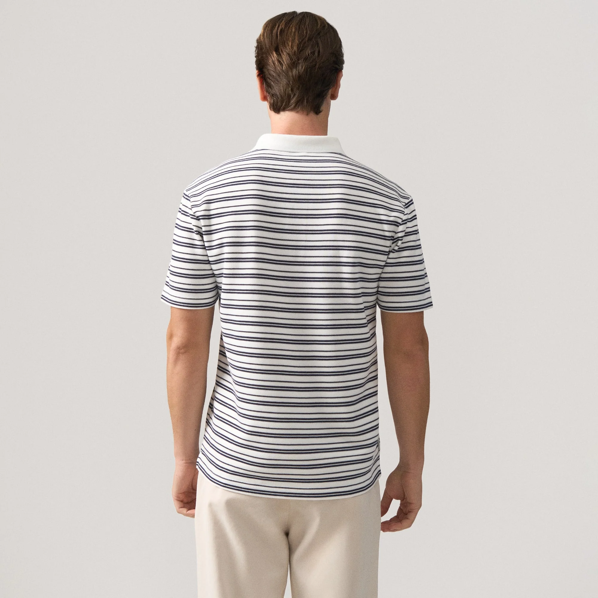 Regular Fit Striped Polo Shirt In Honeycomb Pique - Image 5