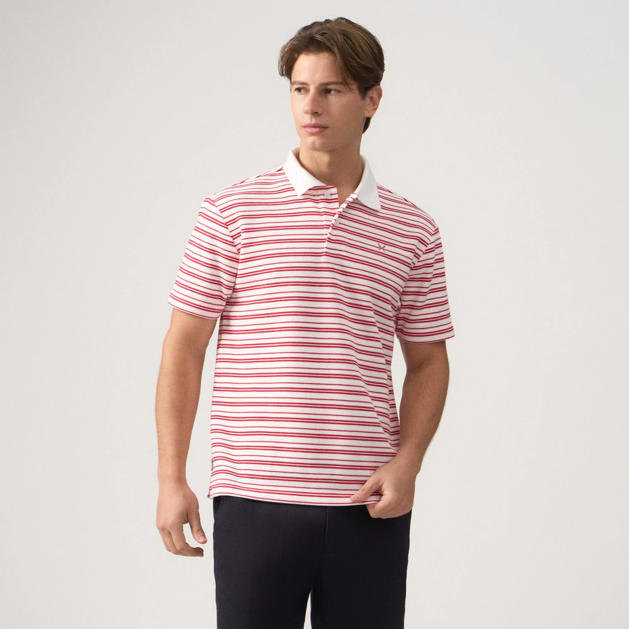 Regular Fit Striped Polo Shirt In Honeycomb Pique - Image 3