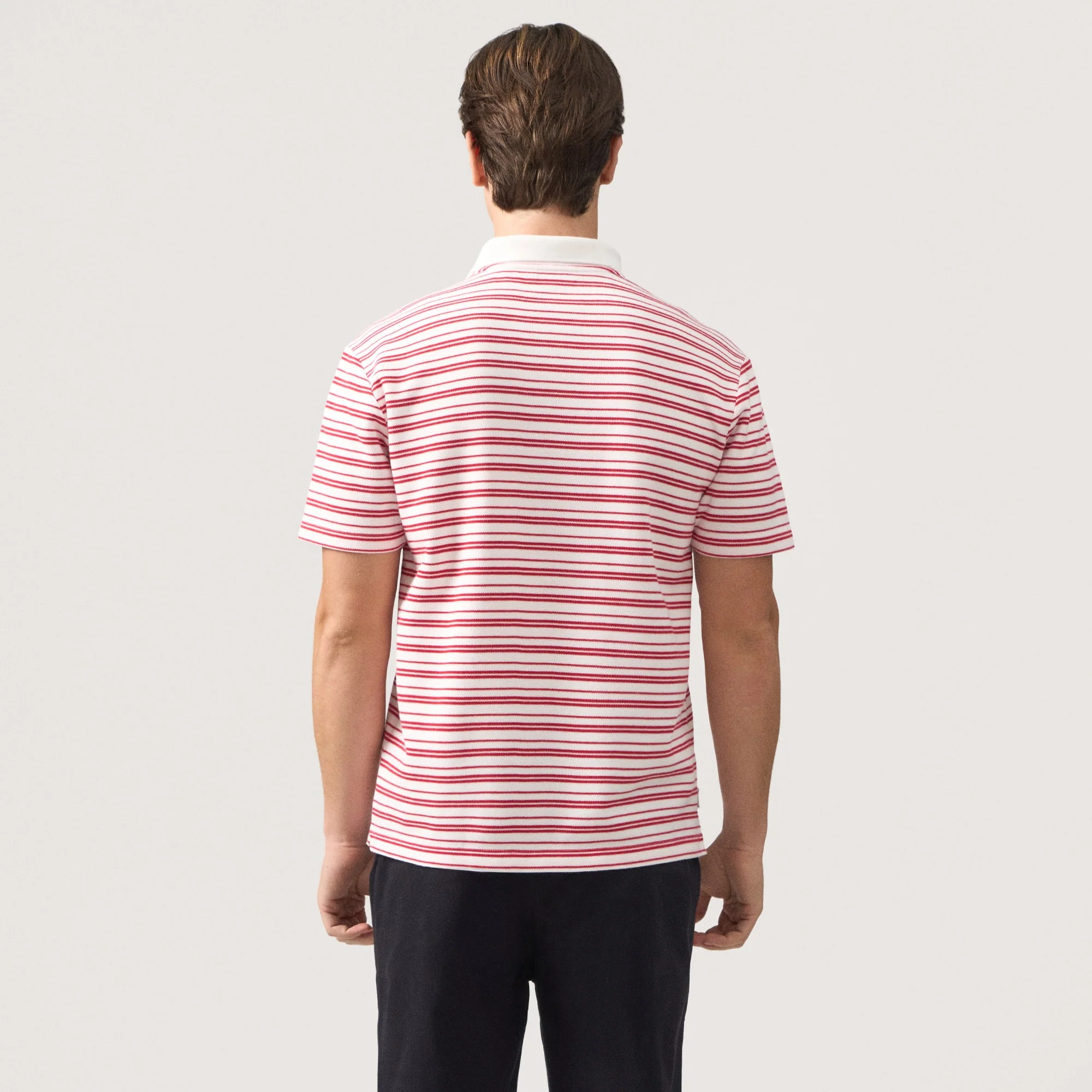 Regular Fit Striped Polo Shirt In Honeycomb Pique - Image 5