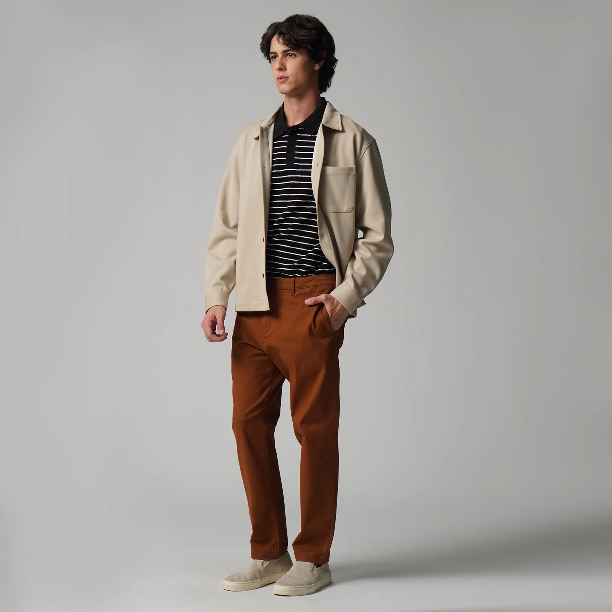 Regular Fit Striped Polo Shirt In Textured Knit - Image 5