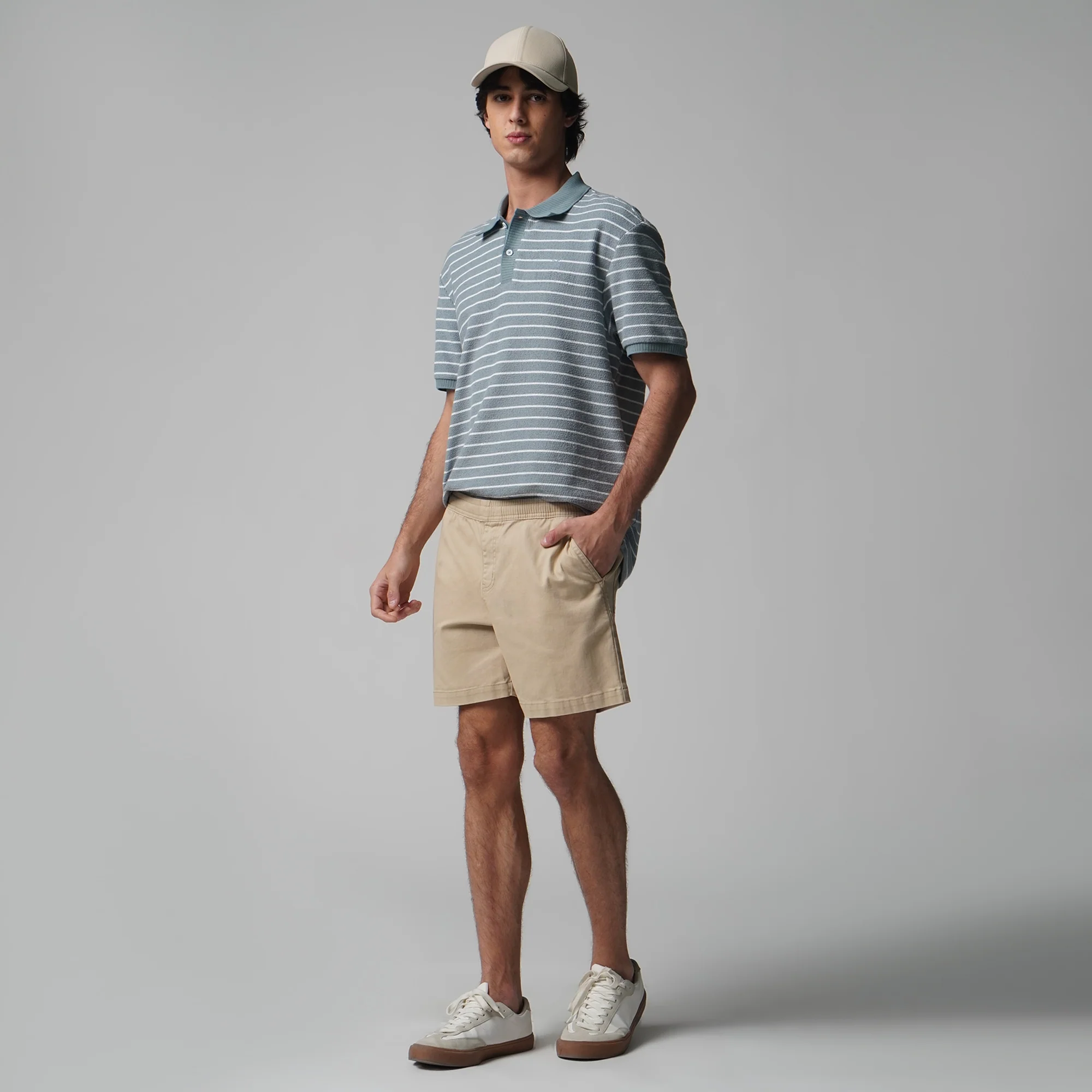 Regular Fit Striped Polo Shirt In Textured Knit - Image 5