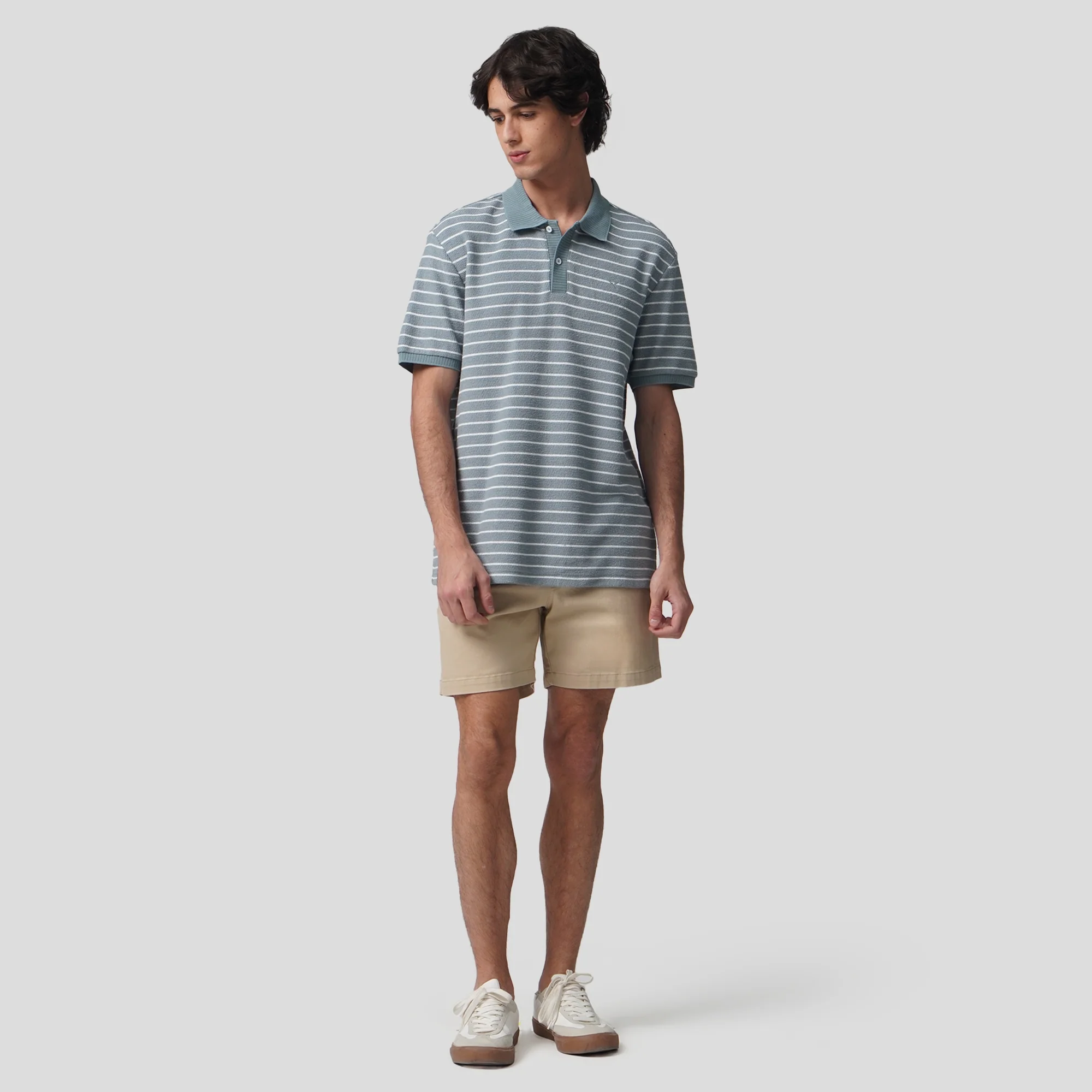 Regular Fit Striped Polo Shirt In Textured Knit - Image 6
