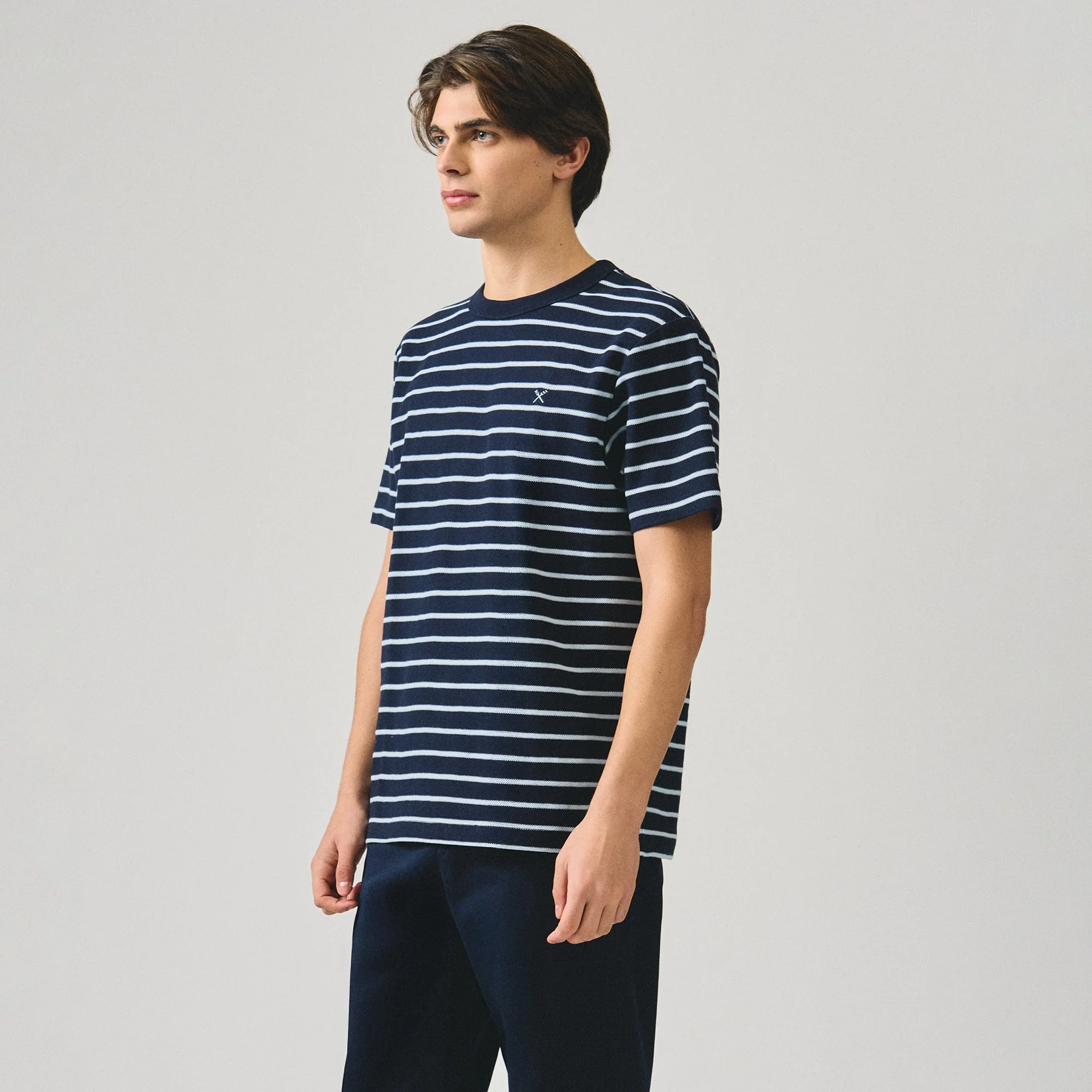 Regular Fit Striped T-Shirt In Honeycomb Pique - Image 3