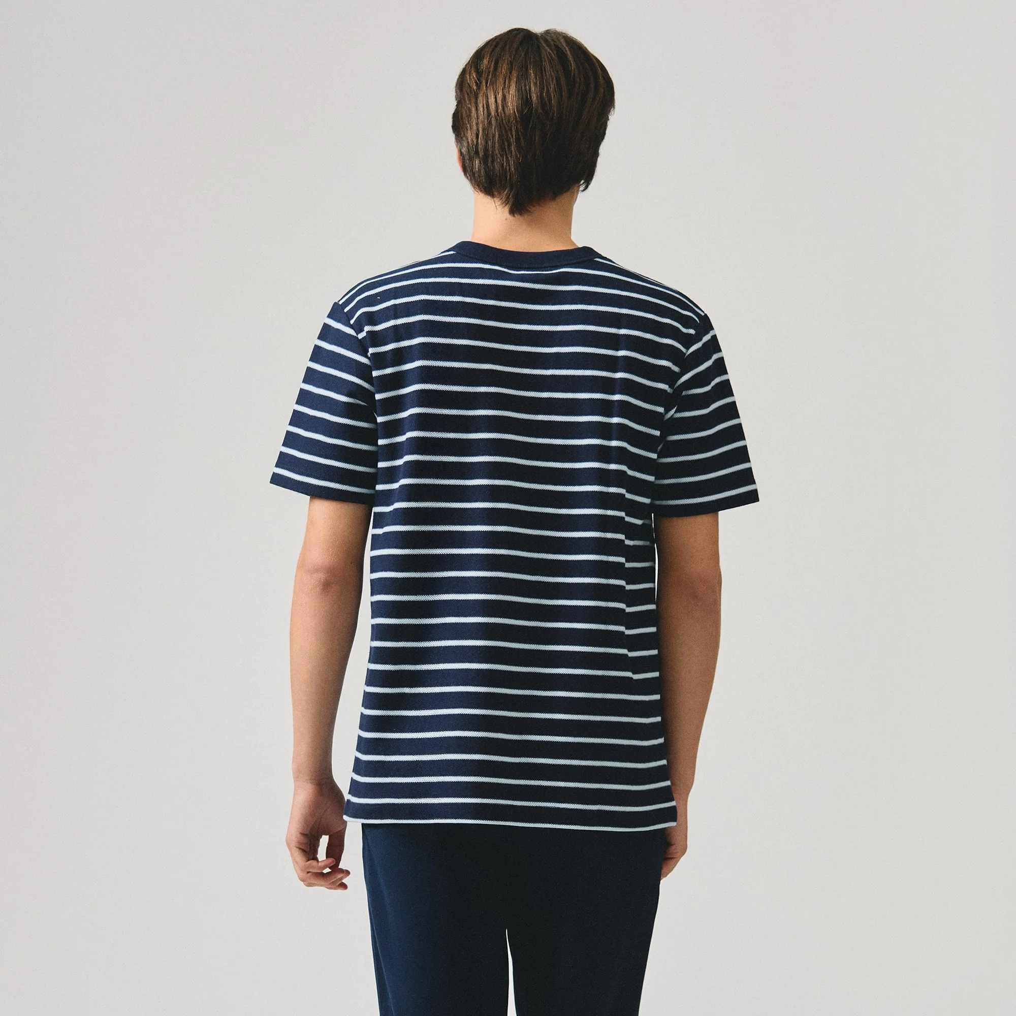 Regular Fit Striped T-Shirt In Honeycomb Pique - Image 4