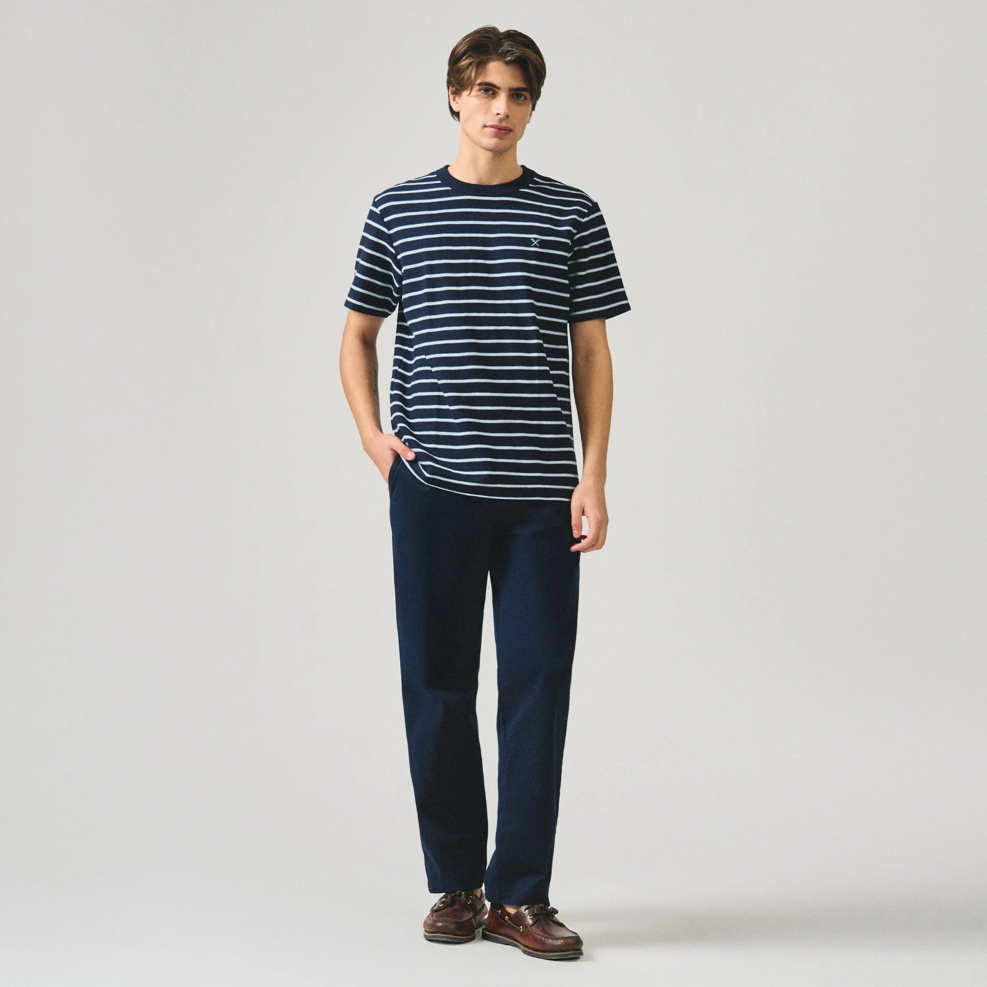 Regular Fit Striped T-Shirt In Honeycomb Pique - Image 5