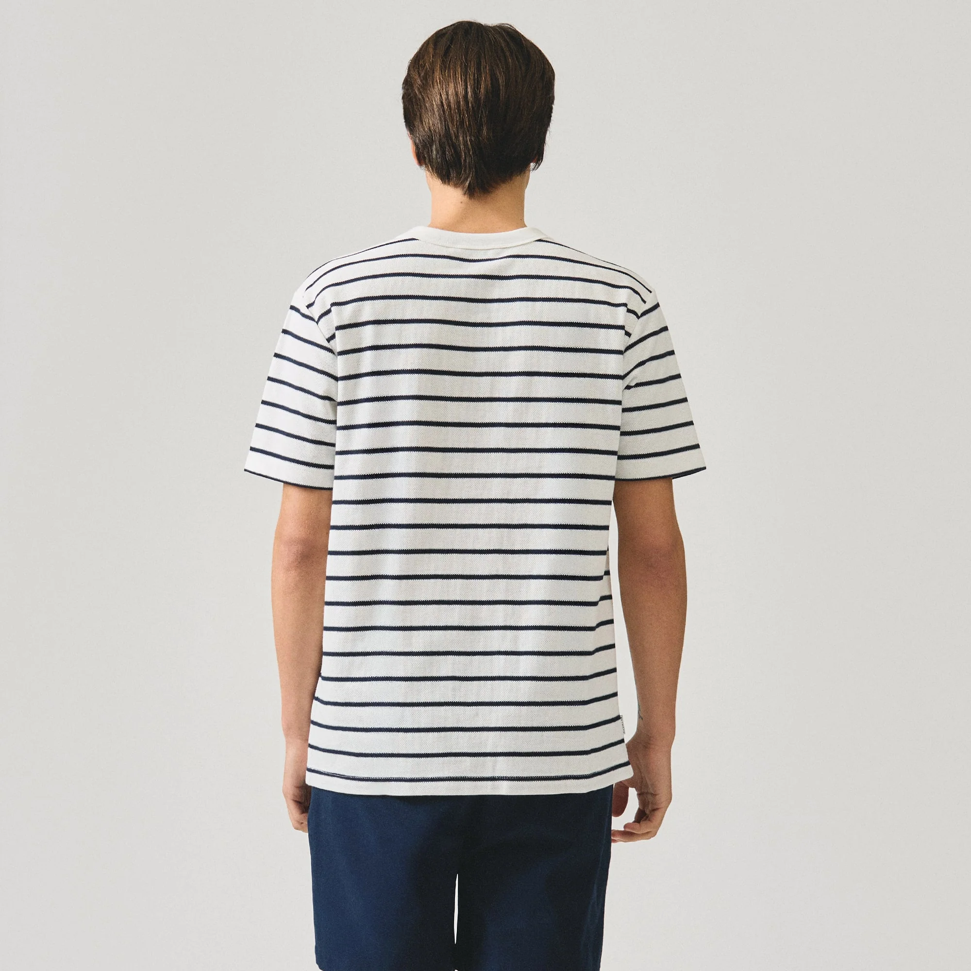 Regular Fit Striped T-Shirt In Honeycomb Pique - Image 4