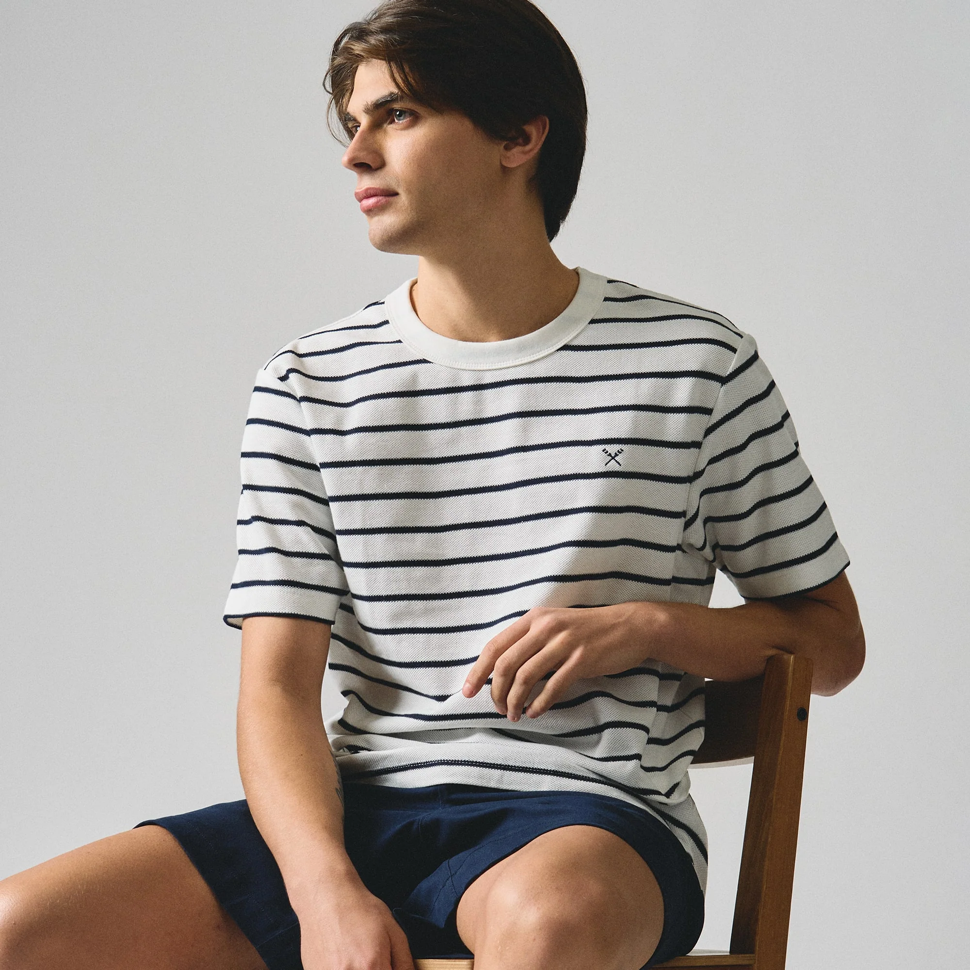 Regular Fit Striped T-Shirt In Honeycomb Pique - Image 5