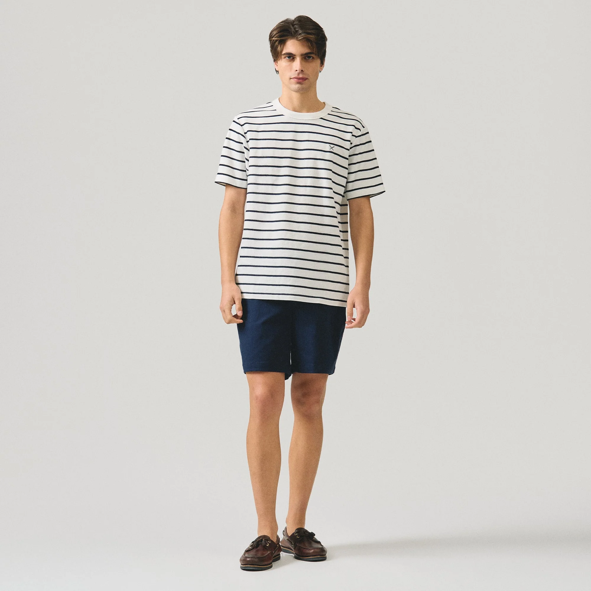 Regular Fit Striped T-Shirt In Honeycomb Pique - Image 6