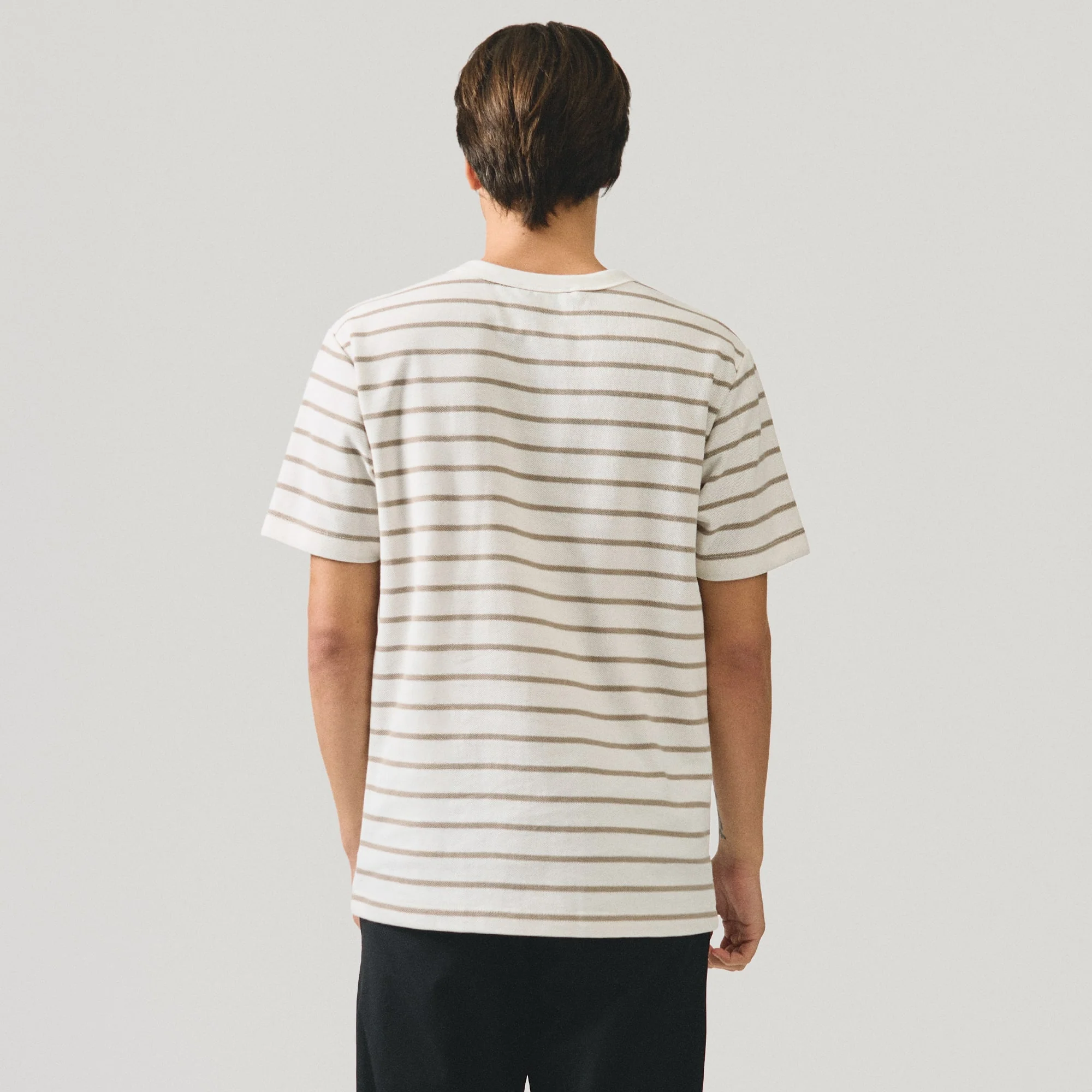 Regular Fit Striped T-Shirt In Honeycomb Pique - Image 4
