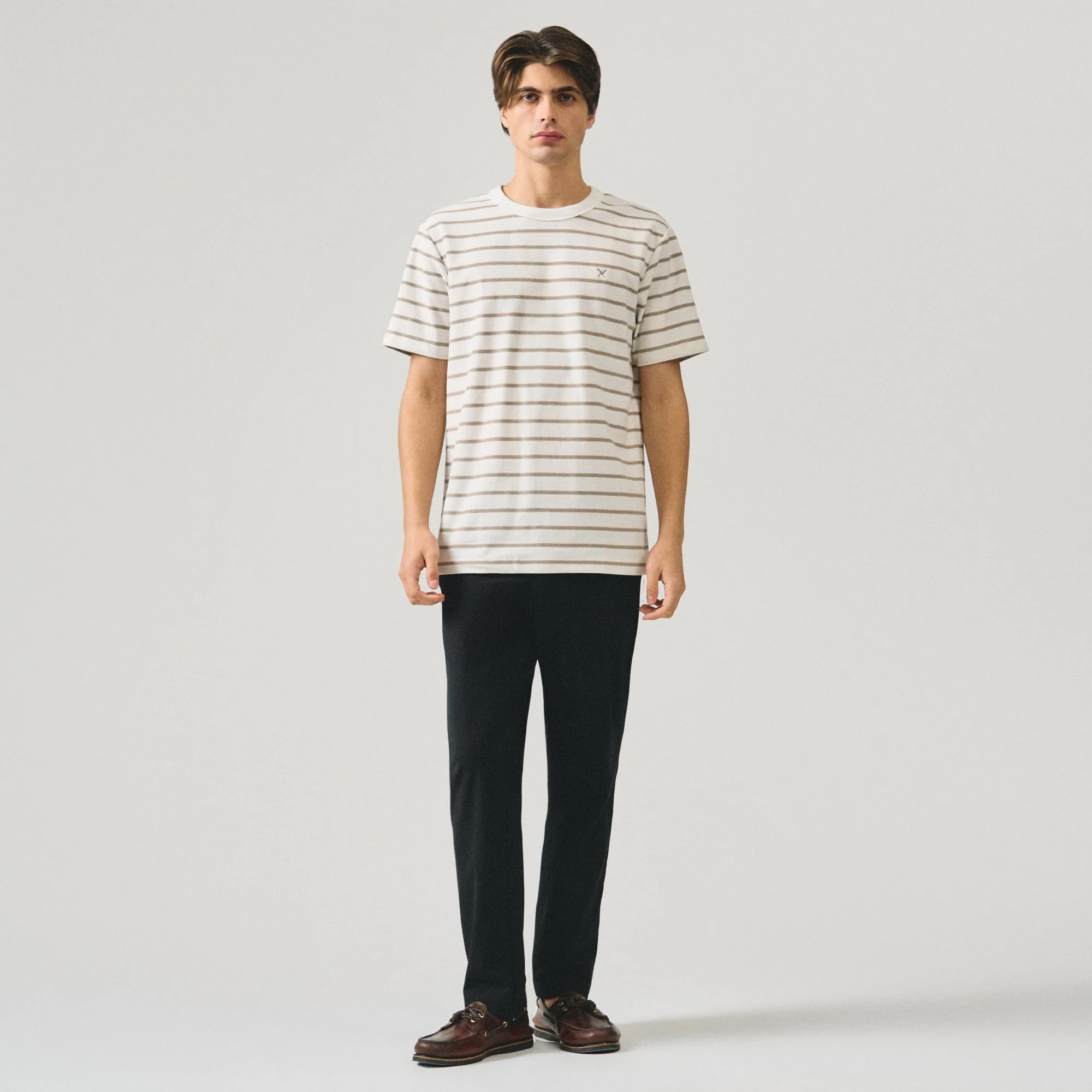 Regular Fit Striped T-Shirt In Honeycomb Pique - Image 5