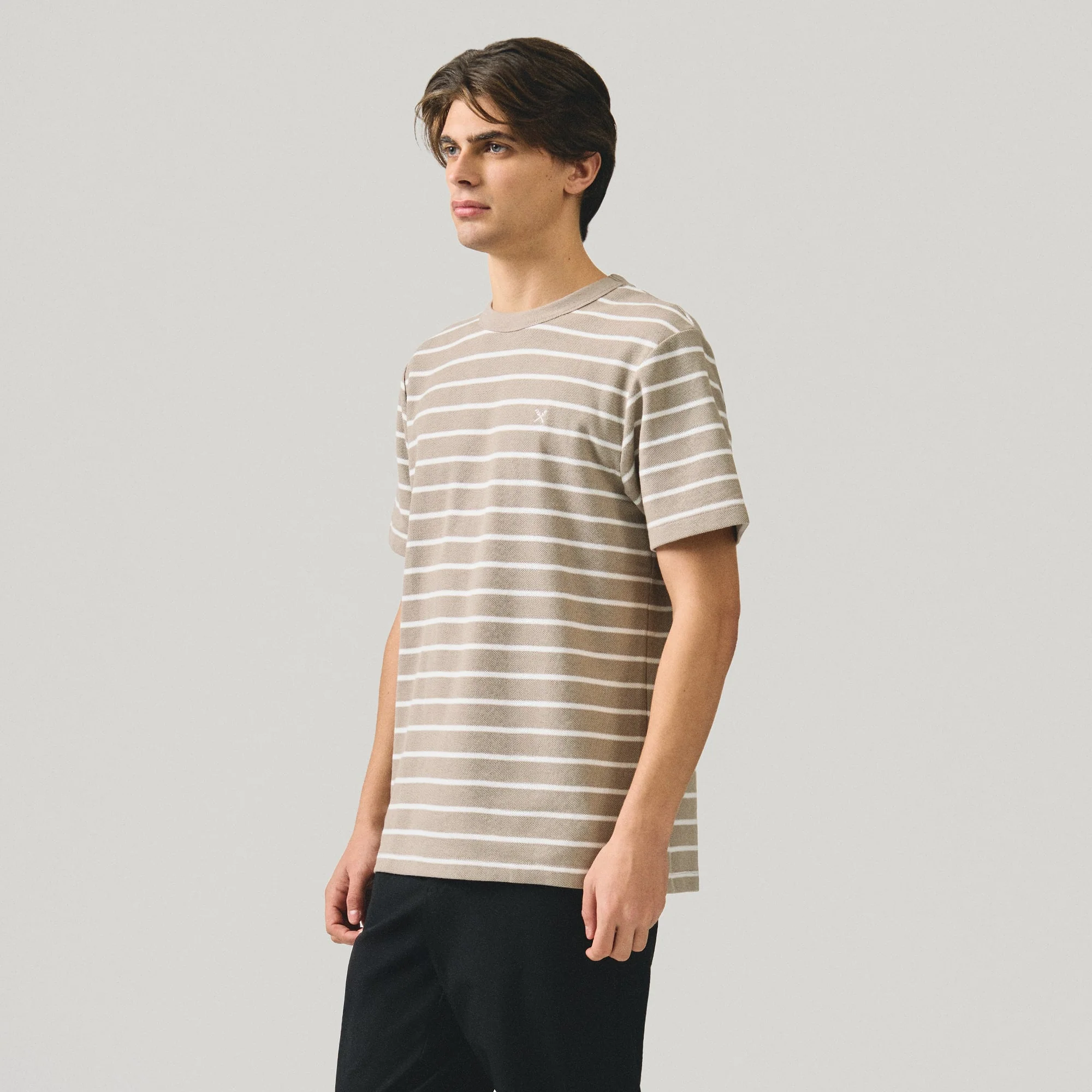 Regular Fit Striped T-Shirt In Honeycomb Pique - Image 3