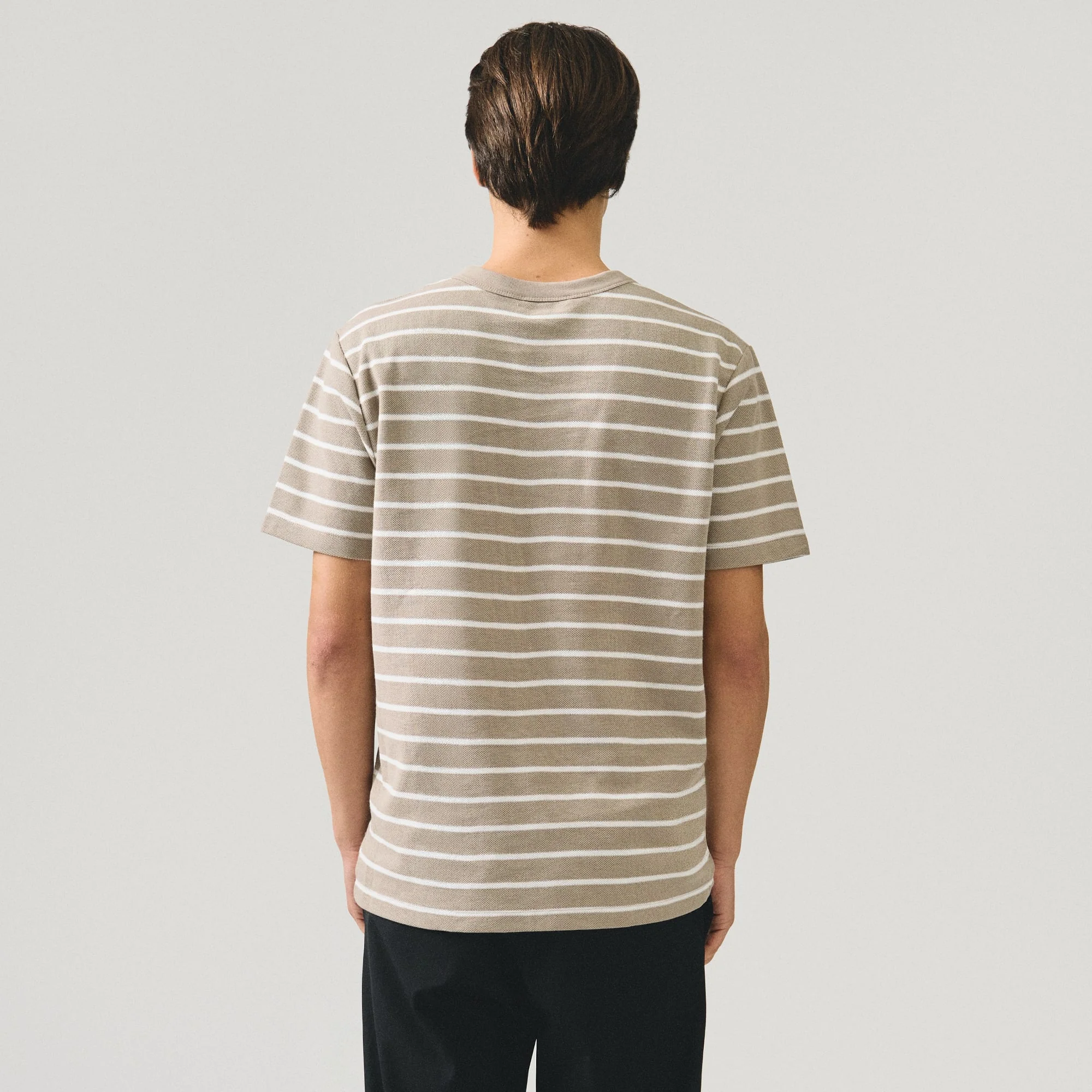 Regular Fit Striped T-Shirt In Honeycomb Pique - Image 4