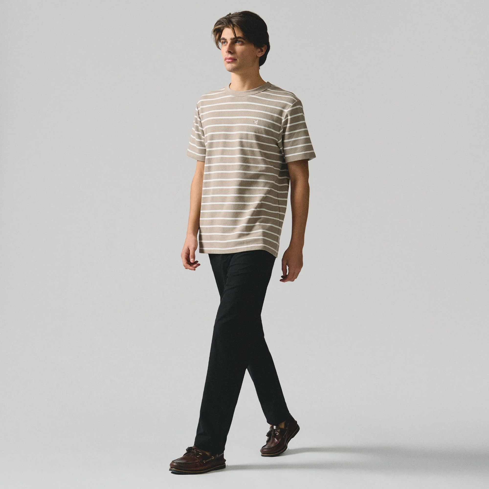 Regular Fit Striped T-Shirt In Honeycomb Pique - Image 5