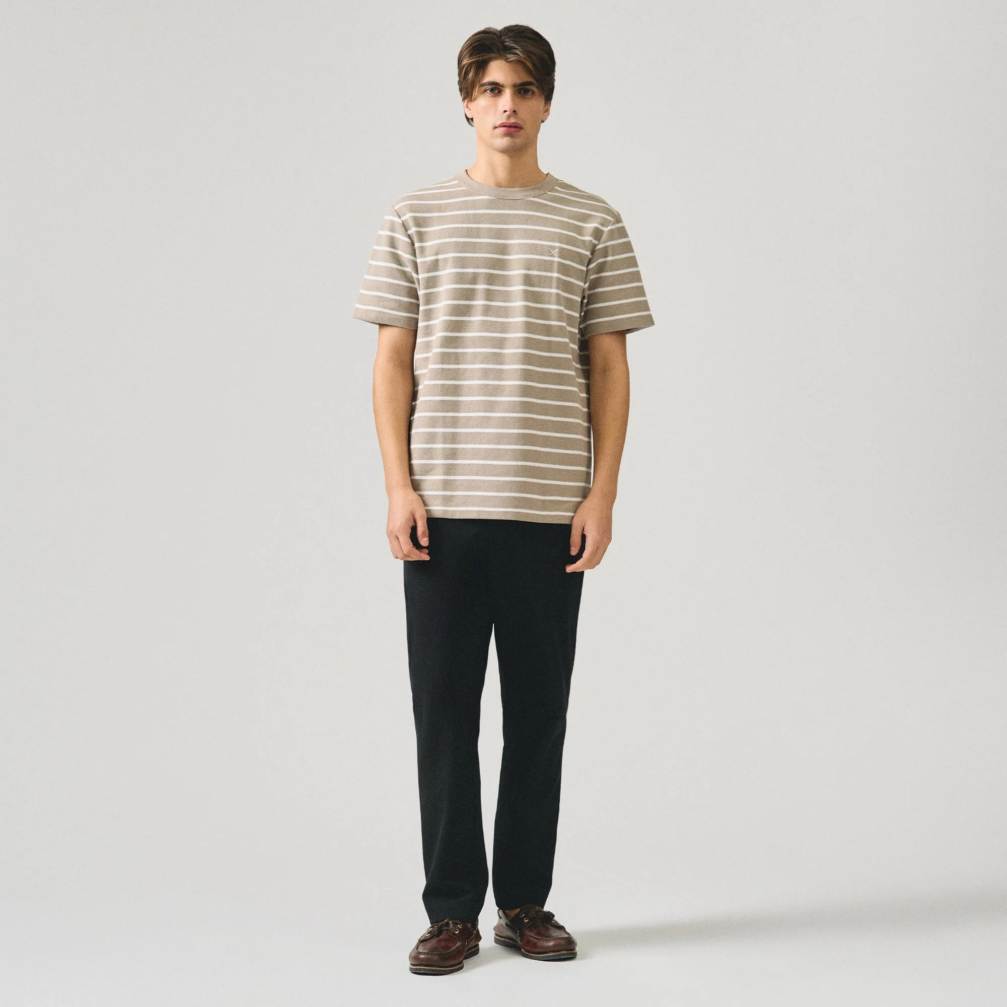 Regular Fit Striped T-Shirt In Honeycomb Pique - Image 6
