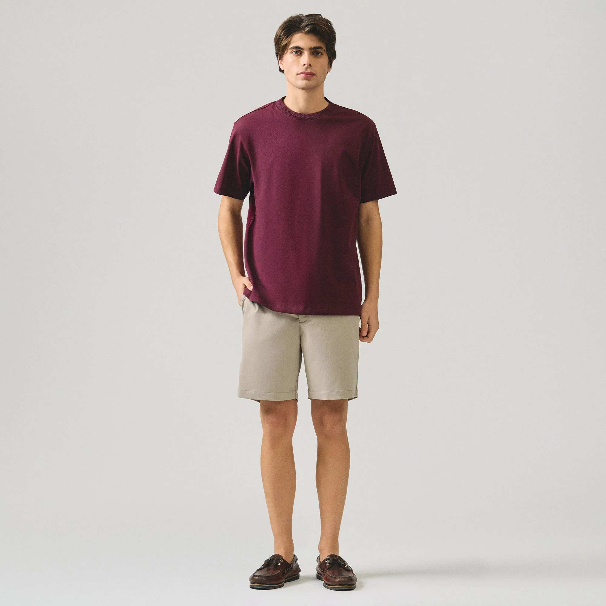 Regular Fit T-Shirt With Jacquard Neck Band In Sorona - Image 6