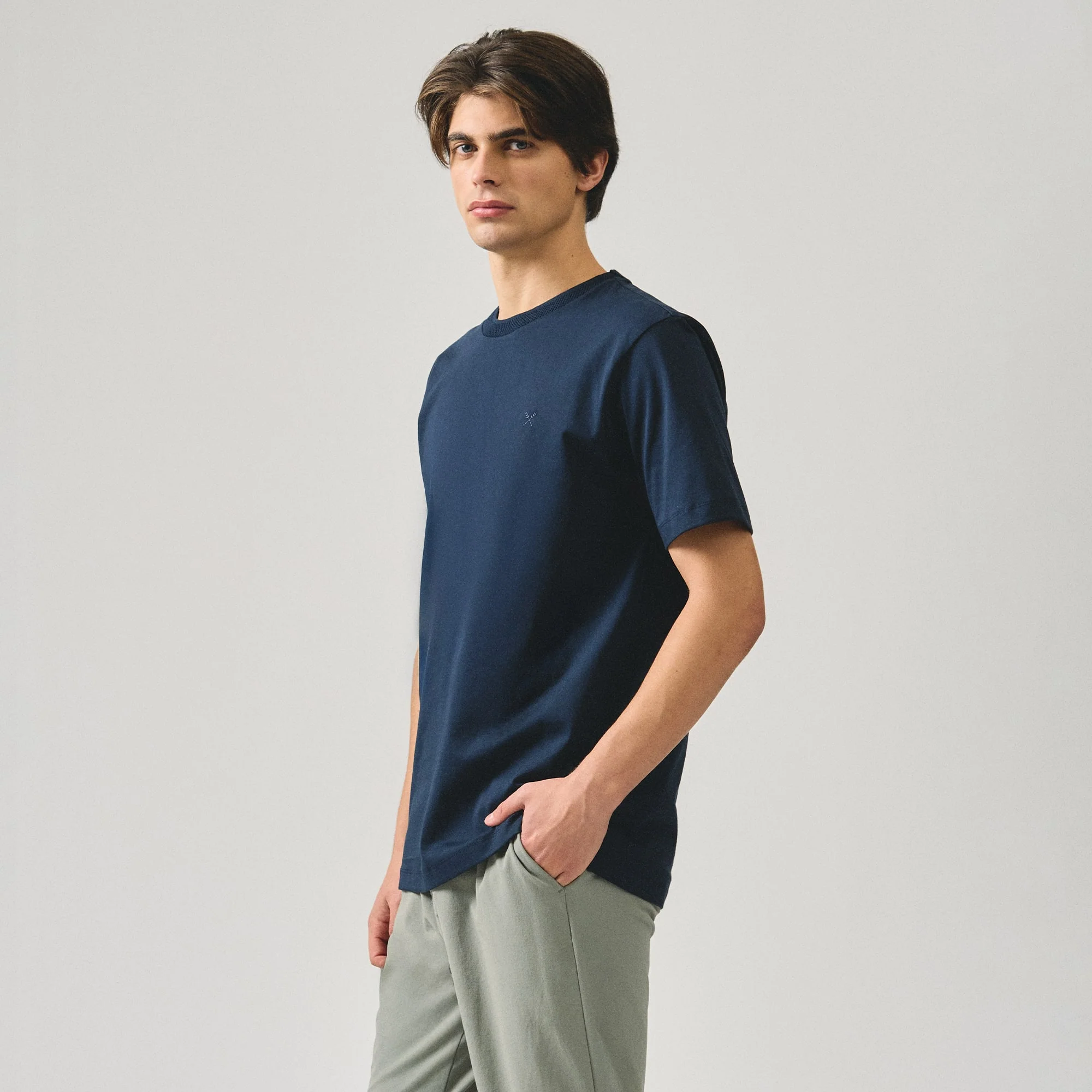 Regular Fit T-Shirt With Jacquard Neck Band In Sorona - Image 3