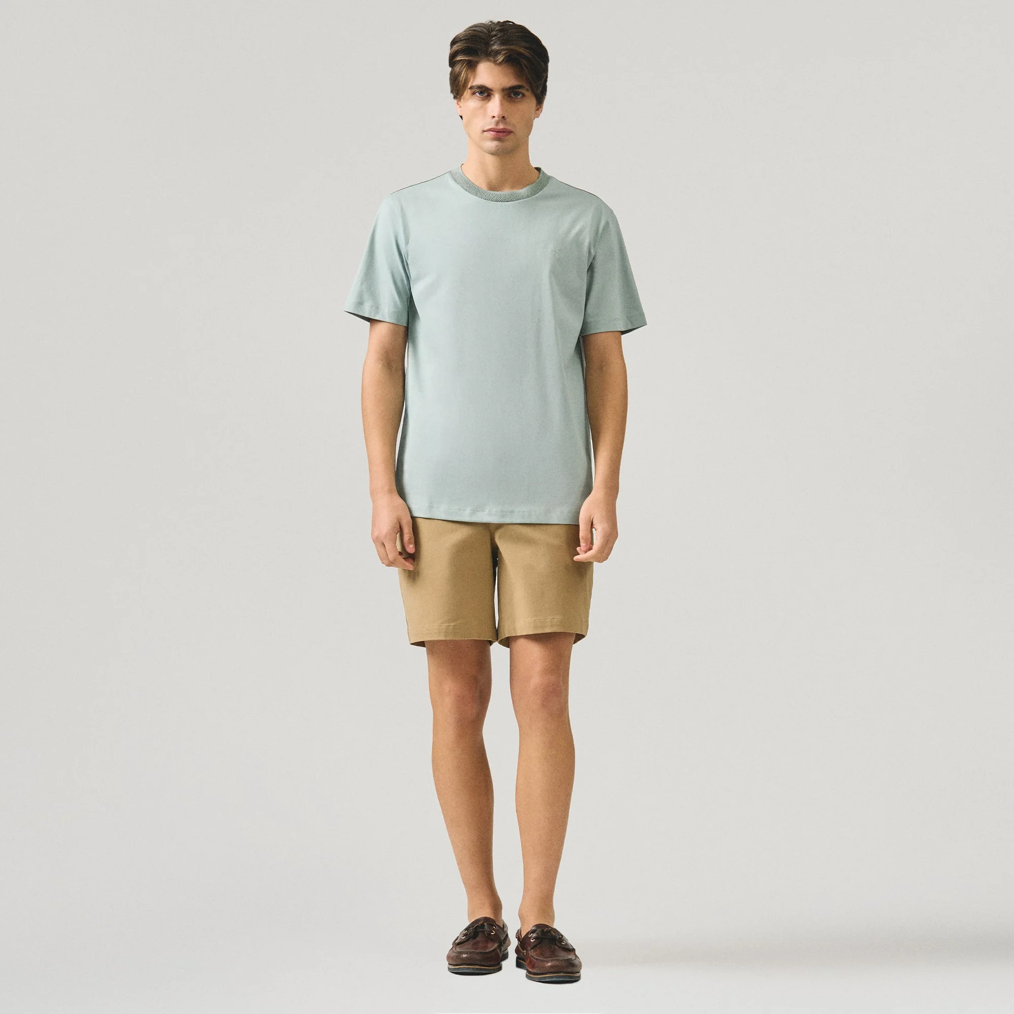 Regular Fit T-Shirt With Jacquard Neck Band In Sorona - Image 5