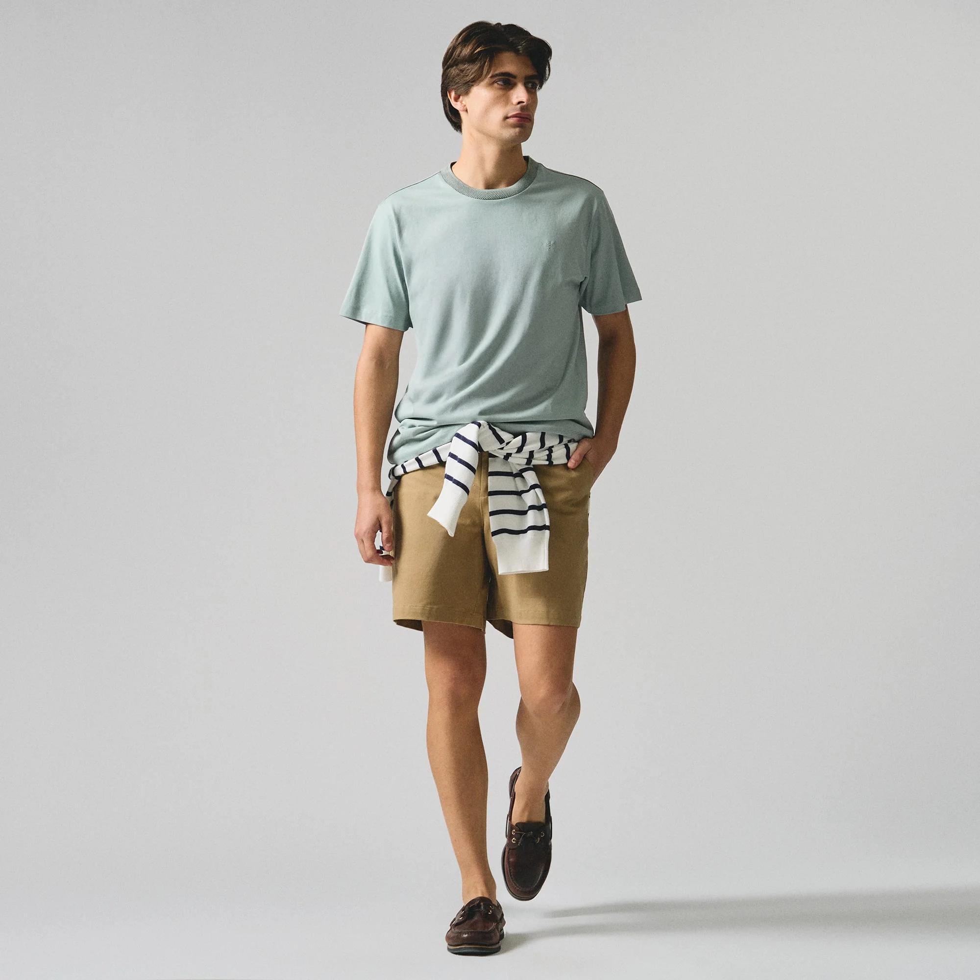 Regular Fit T-Shirt With Jacquard Neck Band In Sorona - Image 6